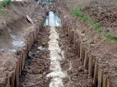三江污水處理廠管道改造中